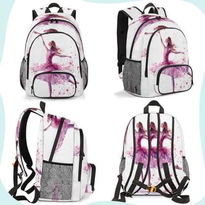 Ballet Dancer Laptop Backpack for Women Men, 18.3 Inch Travel Work Backpacks, Ballerina Theme Waterproof Computer Casual Daypack Nurse Teacher Bags - color: Multicolor 13