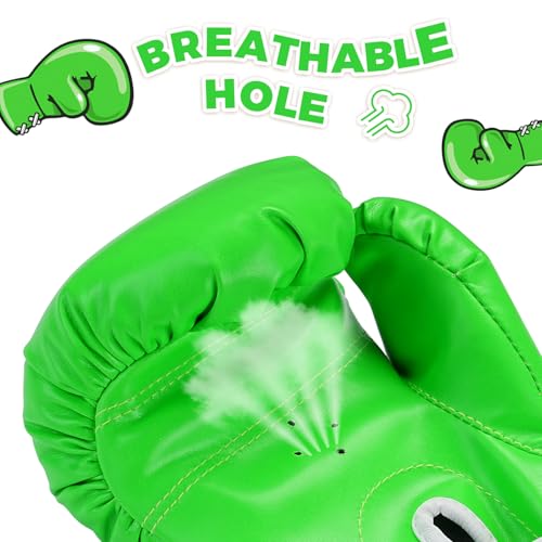 Kids Boxing Gloves, Youth Boxing Training Gloves for Kids 3-9 Year Boys and Girls, 4&6OZ Fighting Gloves, Punching Bag Kickboxing Thai Mitts MMA Training Sparring Gloves - color: Green, size: 4OZ