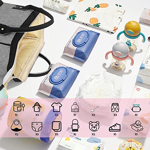 Femuar Diaper Bag Backpack Multifunction Maternity Nappy Baby Bag for Girls & Boys Large Capacity Travel Diaper Bags Black Gray - color: Black Gray