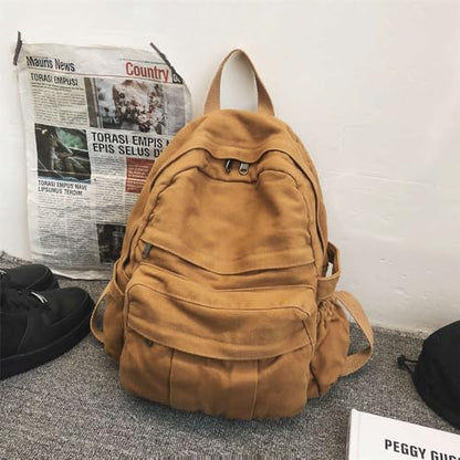 MaxxCloud Women's Heavy Cotton Canvas Laptop Backpack Lightweight Casual Hiking Daypack Travel Bag - color: Brown