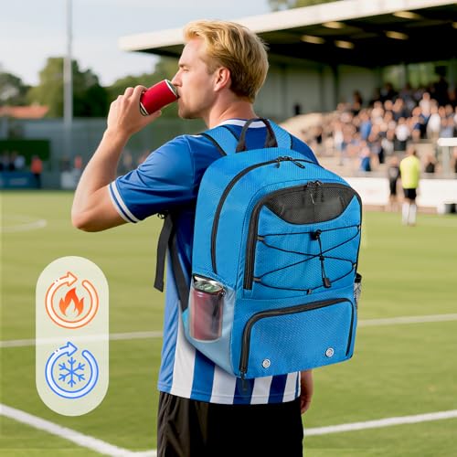 Soccer Backpack with Seperate Compartment, Water Resistant Sport Bags fit for Basketball, Volleyball, Football - color: Blue 2.0