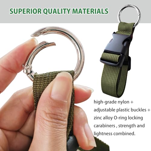 3 Pcs Add a Bag Luggage Strap Jacket Gripper, Luggage Straps Baggage Suitcase Belts Travel Accessories with O-Ring - Make Your Hands Free, Easy to Carry Your Extra Bags - Army Green - color: Army Green 16cm