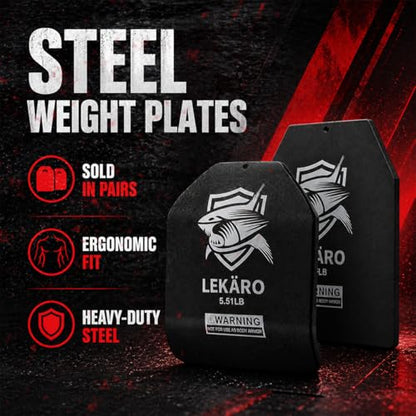 Weighted Vest Plates Set, Curved Front and Flat Back Weight Plates, 9.8 x 11 Inch, Ergonomic for Men and Women, Rust Resistant, CrossFit, Murph, Rucking, Strength Training - color: 5.51LB