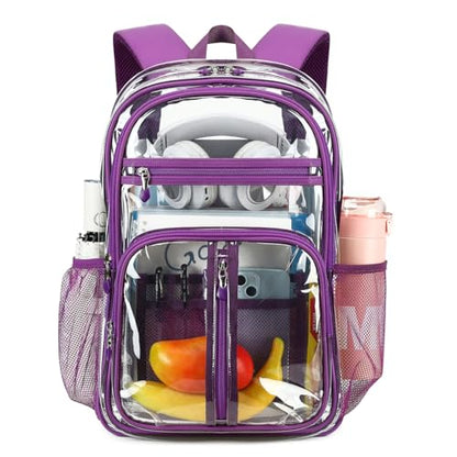 Cusangel Clear TPU XL Backpack for Girls Women,18" See Through Heavy Duty Bookbag,warehouses, school and other security check locations(Purple) - color: Purple-18in