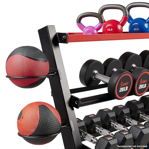 Sunny Health & Fitness Multi-Weight Storage Rack Stand for Dumbbells, Kettlebells, Olympic Weight Plates, Barbell, Medicine Ball - style: Mass Storage Rack