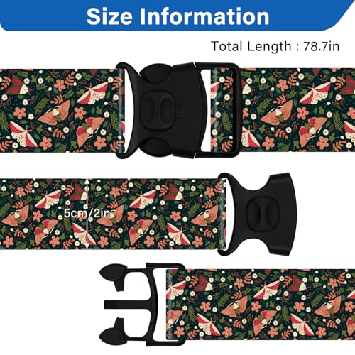 2 Pack Luggage Straps for Suitcases, Adjustable Travel Belt with Double Lock and Quick Release Buckle, Heavy Duty Nylon Bag Packing Strap, Unique Business Travel Accessories-Flower Butterfly - color: 24020 Flower Butterfly