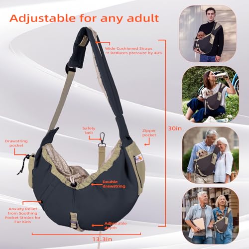 Dog Carrier Sling, Dog Carriers for Small Dogs Up to 20lbs, Black - color: Black