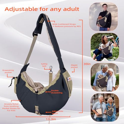 Dog Carrier Sling, Dog Carriers for Small Dogs Up to 20lbs, Black - color: Black