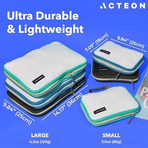 Acteon Compression Packing Cubes - 2 Pack Clean Dirty Separate Zipper - Lightweight Travel Packing Cubes for Luggage - Suitcase Organizer Travel Cubes - Large Small Laundry for Clothes Shoes Makeup - color: Abyss