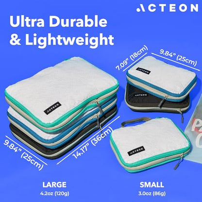 Acteon Compression Packing Cubes - 2 Pack Clean Dirty Separate Zipper - Lightweight Travel Packing Cubes for Luggage - Suitcase Organizer Travel Cubes - Large Small Laundry for Clothes Shoes Makeup - color: Abyss