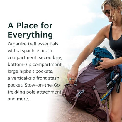 Osprey Sirrus 36L Women's Hiking Backpack - Lightweight Backpacking Pack with Waterproof Raincover - Camping Bag, Purple Dusk - color: Purple Dusk, size: 36L