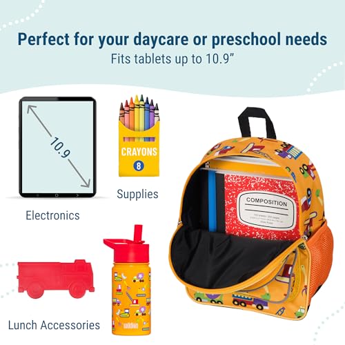 Wildkin 12 Inch Toddler Backpack for Kids, Under Construction - color: Under Construction, size: 12 x 10 x 4.5 inches