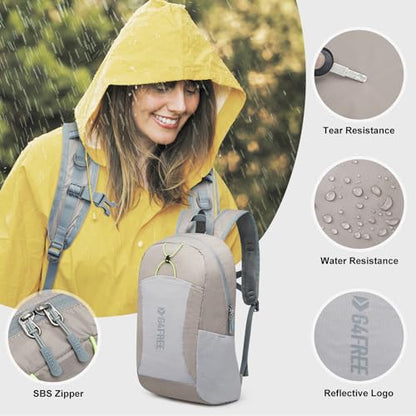 G4Free 24L Lightweight Packable Hiking Backpack Sport Travel Daypack Water Resistant for Women Men - color: Grey