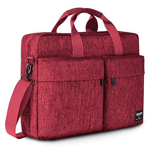 KINGSLONG 17.3 inch Laptop Briefcase Bag for Men Women, Laptop Shoulder Bag with Shoulder Strap, Water Resistant Business Crossbody Bag, Computer Bag for Asus Acer Dell Thinkpad, Red - color: Red