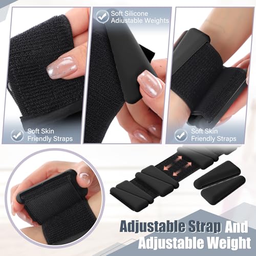 Vinsot Wrist and Ankle Weights for Women Men Set of 4(1 lb Each) adjustable Arm Leg Silicone Weighted Wristbands Bracelets for Pilates Yoga Gym Workout Running Walking Strength Training(Black) - color: Black