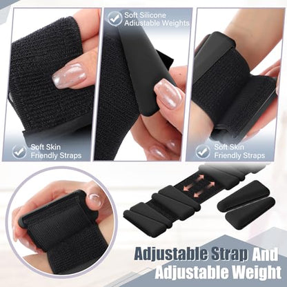 Vinsot Pilates 2Lbs Each(Set of 4) Wrist Ankle Weights for Women, Wearable Arm Leg, Adjustable Weighted Wristbands Arm Leg Weights Suitable for Walking Swimming Running Yoga Gym - color: Black