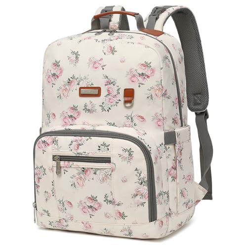 Diaper Bag Backpack, Large Baby Nappy Bags with Portable Changing Pad for Boys and GirlsMultifunction Travel Baby Bag for Moms Dads, Shower Gifts Waterproof and Stylish，Flower Beige - color: Flower Beige