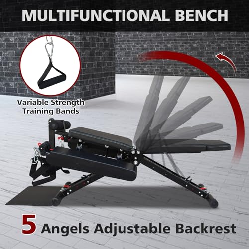 All-in-One Fitness Chair, 660 LBS Folding Adjustable Workout Bench for Full Body Strength Training, Multifunction Weight Bench with Accessories for Home Gym