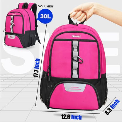 Goloni Youth Soccer Bag,Basketball Bag with Ball Compartment & Shoe Compartment,Backpack for Football Volleyball Basketball - color: Pink