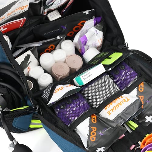 Lightning X First Responder EMT/EMS Backpack Stocked First Aid Supplies Kit B (Navy Blue) - color: Navy Blue Bag W/ Supplies