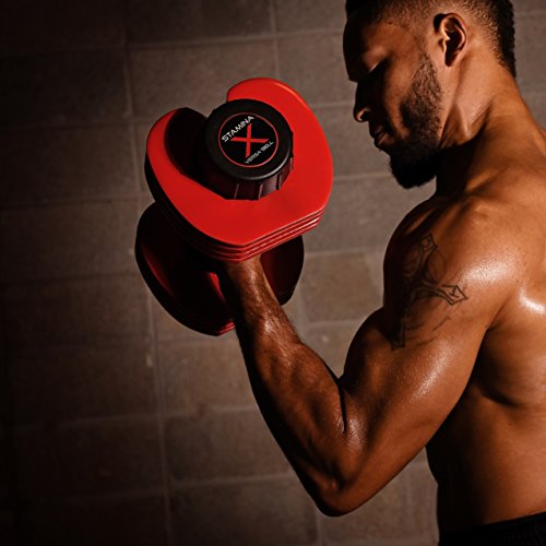 Stamina X Versa-Bell Adjustable Dumbbell 10-50 lb w/ Smart Workout App - 9 in 1 Adjustable Weight Set - Strength Training Equipment for Home Gym Weightlifting