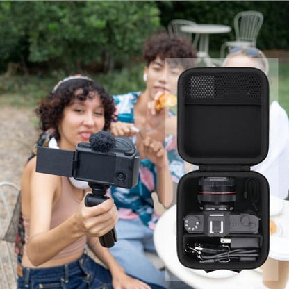 Camera Case for VJIANGER/VETEK/NIKICAM/Yatao 4K Vlogging Camera,Carrying Case Holder for 4K Vlogging Camera and Accessories(Black Case) - color: Black Case