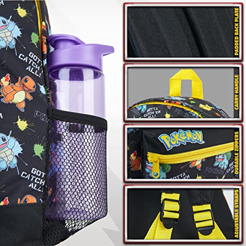 Pokemon Backpack for Kids Teens Boys Girls, Pikachu Anime Backpacks, Bag for Daycare Sports Vacation Travel, School Gift (Black AOP) - color: Black Aop