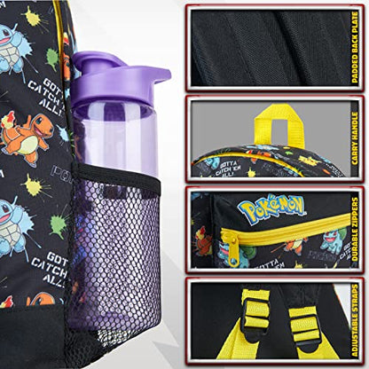 Pokemon Backpack for Kids Teens Boys Girls, Pikachu Anime Backpacks, Bag for Daycare Sports Vacation Travel, School Gift (Black AOP) - color: Black Aop