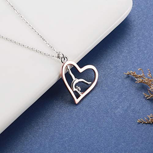 Sariel Gymnastics Gifts for Women Gymnast Necklace 925 Sterling Silver Gymnastics Fashion Jewelry Pendant Birthday - color: Rose gold