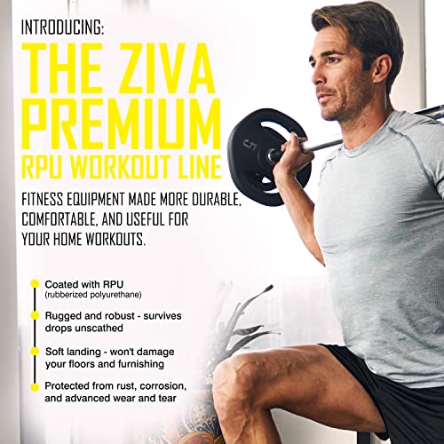 ZIVA 35lb Studio Barbell Weight Set – Adjustable Home Gym Kit with Standard Rubber Urethane Plates, 5' Chrome Bar (1.18" diam) & Collars | Extra Plates Not Included - size: 2-Piece Bar Set - 40lb