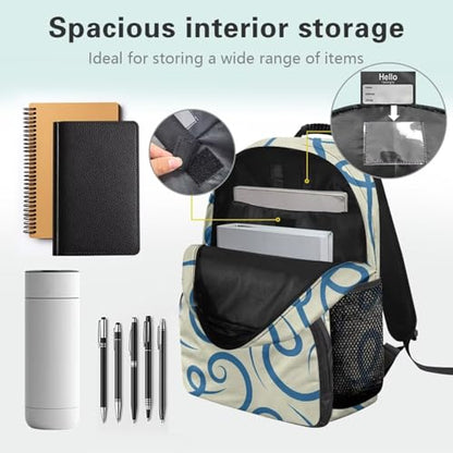 Water Resistant Backpack for Girls Teens - 17.3" Laptop Backpack, Lightweight School Bookbag with Mesh Side Pockets, Large Capacity for High School College, Abstract Blue Stripe Print - color: Abstract Blue Stripe Print