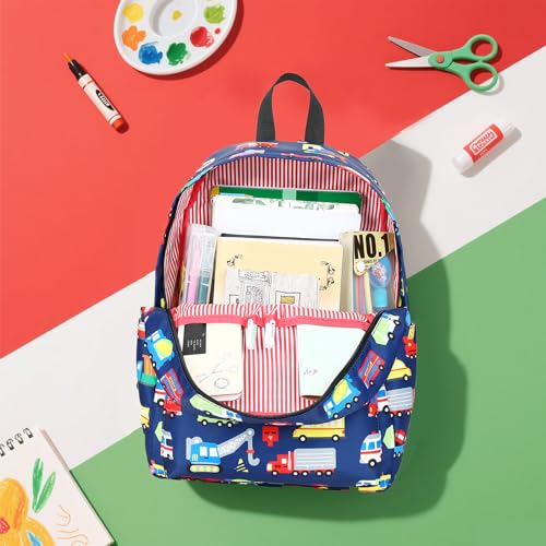 CAMTOP Preschool Backpack for Kids Boys Girls Toddler Backpack Kindergarten School Bookbags for Age 3-8 (Navy Vehicle) - color: Navy Vehicle
