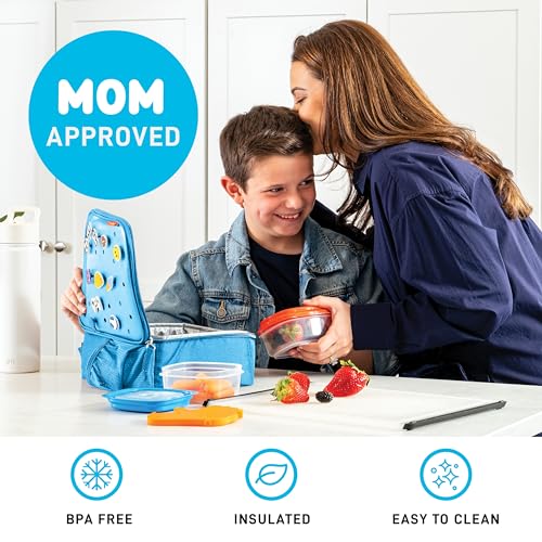 Fit & Fresh Lunch Box For Kids, Boys & Girls, School, Camp, Insulated Bag With Shoe Charm Slots For Personalization, Ocean Blue - color: Ocean Blue