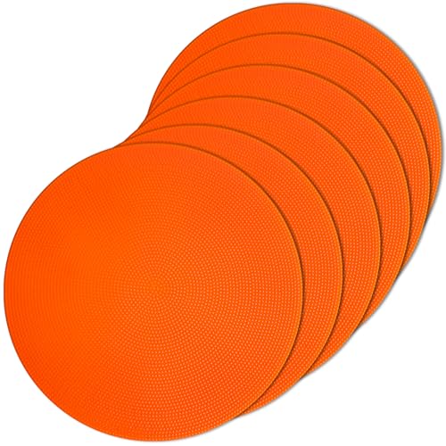 Poly Spot Markers 4inch/9 inch Non-Slip Rubber Agility Markers Flat Field Cones Floor Dots for Football, Soccer, Basketball Training Markers, School Activities, Exercise Drills, Social Distancing - style: 9inch 6Pcs(Red-orange)