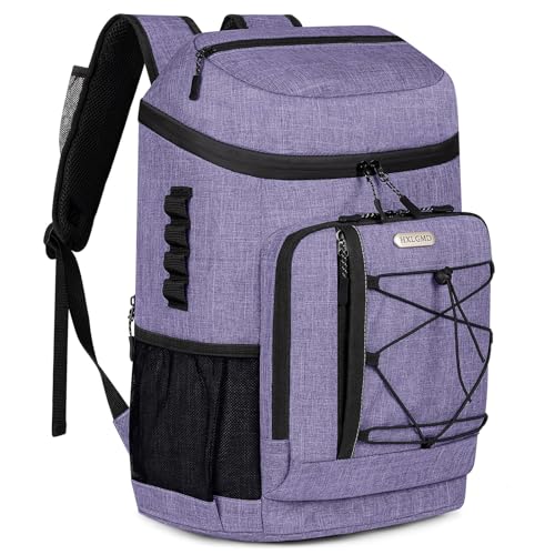 HXLGMD Backpack Coolers Insulated Leak Proof 30 Cans, Soft Sided Insulated Cooler Bags Ice Chest Backpack for Beach Travel Camping, with Reusable Ice Packs - color: Purple