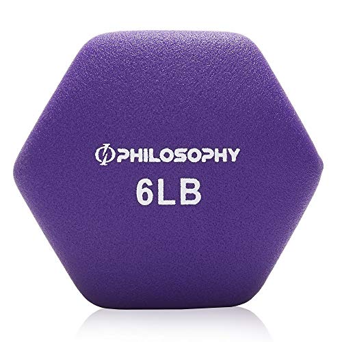 Philosophy Gym Set of 2 Neoprene Dumbbell Hand Weights, Hexagon Shape - style: Purple 6 lb Pair