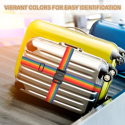 MECCANIXITY Luggage Straps with Combination Lock Adjustable Suitcase Belt Strap for Suitcase Briefcase Backpack Travel, Black, Pack of 4 - color: Black