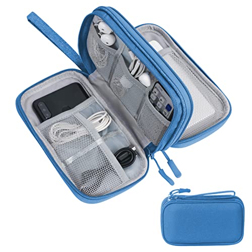 Skycase Electronic Organizer Travel Case - Waterproof Travel Cord Pouches for Organization, Cable Organizer, All-in-One Double Layers Storage Bag for Accessories, Charger, Cable, Blue - Large - color: Blue, size: Large