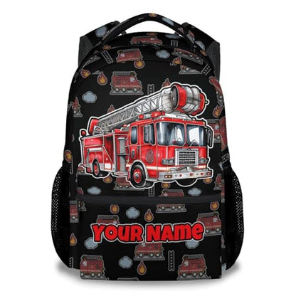 Personalized Truck Backpack for Kids Toddler - 17 Inch Boys Fire Truck School Backpacks, Cool Adjustable Lightweight Kids Bookbag for Travel - color: Red