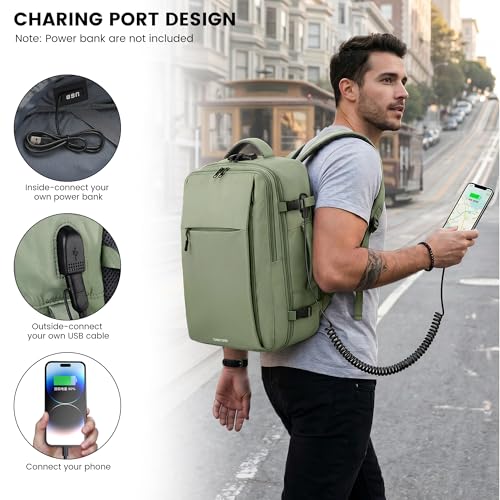 TANTOMI Travel Backpack for Women, Carry On Backpack with Wet-Dry Separation Compartment, TSA-Compliant Laptop Backpack, Personal Item Travel Bag with Anti-Theft Lock for Weekender (Green) - color: 2-green