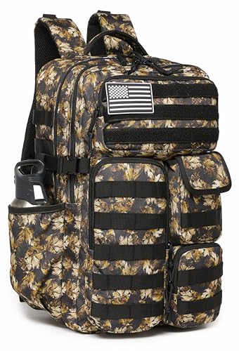 Wotony Tactical Backpack - Military waterproof backpack with multiple pockets and tactical gear for the outdoors (Yellow Maple Leaf, 35L) - color: Yellow Maple Leaf, size: 35L