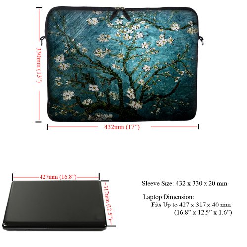 17.3 Inch Neoprene Laptop Sleeve Bag Carrying Case with Hidden Handle Design Compatible with MacBook Air Ultrabook, Chromebook - Almond Blossoming - color: 3005, size: 17 - 17.3 Inch