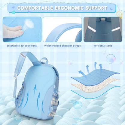 MUSEVOS Girls Backpack with Lunch Bag, Kindergarten Elementary Middle School Backpack, Large Capacity Kids Bookbag 3 Pcs Set (blue) - color: A-blue-3pcs Set