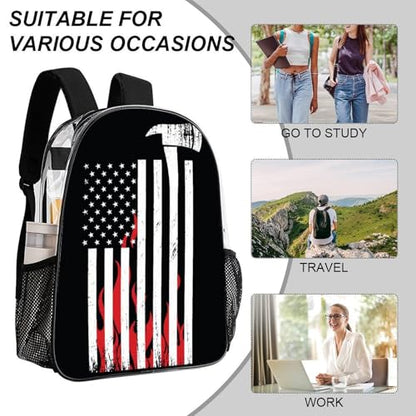 Rucksack Polyester Anti-Theft Multipurpose American Thin Red Line Flag Firefighter Black Pattern Carry On Bag Large Capacity Travel and Sport Backpack Rucksack With Smooth Zippers - color: Pattern 205