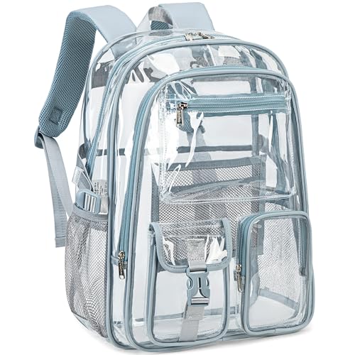 abshoo Large Clear Backpack For Girls Women Heavy Duty Clear Bookbag for School Transparent Backpack (Baby Blue) - color: Baby Blue
