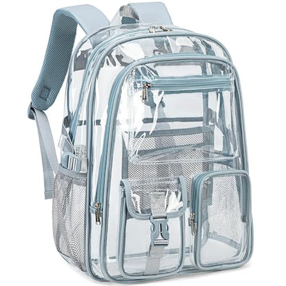 abshoo Large Clear Backpack For Girls Women Heavy Duty Clear Bookbag for School Transparent Backpack (Baby Blue) - color: Baby Blue