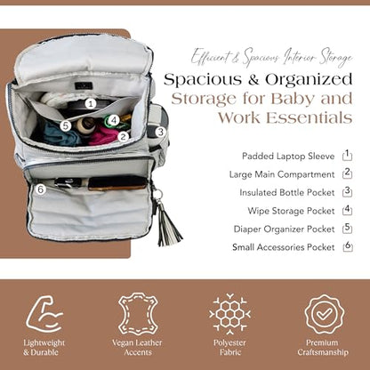 Citi Collective Gallery Diaper Bag Backpack - Casual Day-to-Day Backpack Fits 15" Laptop - Travel Bag with Multiple Compartments, Pockets, Portable Changing Pad, and Shoulder Strap-Silver - color: Silver