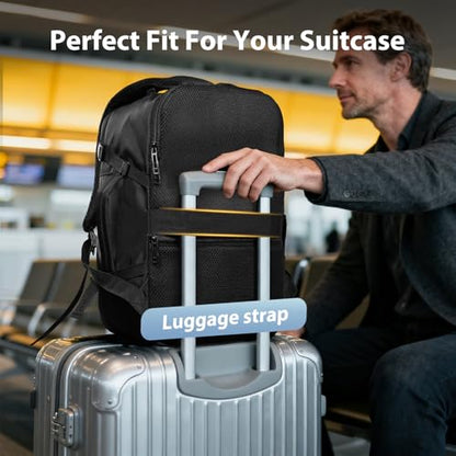 Fmeida Flight Approved Carry On Backpack for Ryanair Fits 14" Laptop - 20L Underseat Airplane Approved Weekender Bag, Anti-Theft Travel Backpack, Personal Item Bag Black - color: Black, size: Small