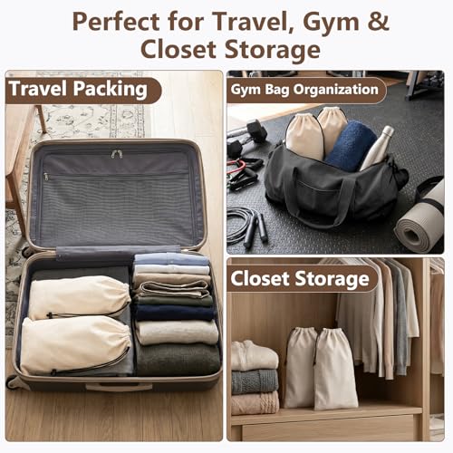 Merkfo 8-Pack Shoe Bags for Travel, One Shoe Per Bag, Fits Size 13 | Soft Drawstring Fabric Bags | 17.7 x 9.1 in | For Suitcase Packing, Gym Bags, and Closet Storage