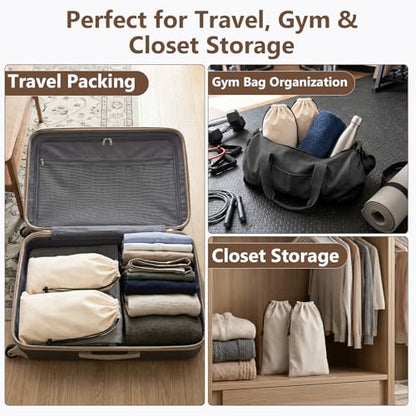Merkfo 8-Pack Shoe Bags for Travel, One Shoe Per Bag, Fits Size 13 | Soft Drawstring Fabric Bags | 17.7 x 9.1 in | For Suitcase Packing, Gym Bags, and Closet Storage